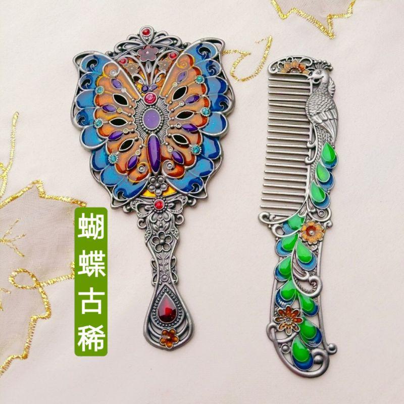 **歐式復古便携鏡套組，復古梳子，化妝鏡，美容鏡，携帶式小鏡子，直柄梳妝鏡-細節圖5