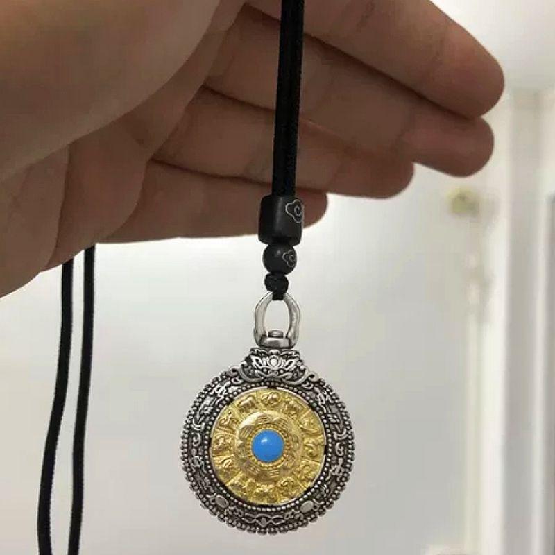 **『運福閣』【開光】旋轉式雙面純銀九宫八卦牌，九宫八卦咒牌，文殊九宫八卦，十二生肖八吉祥，辟邪轉運，鎮宅護身-細節圖4