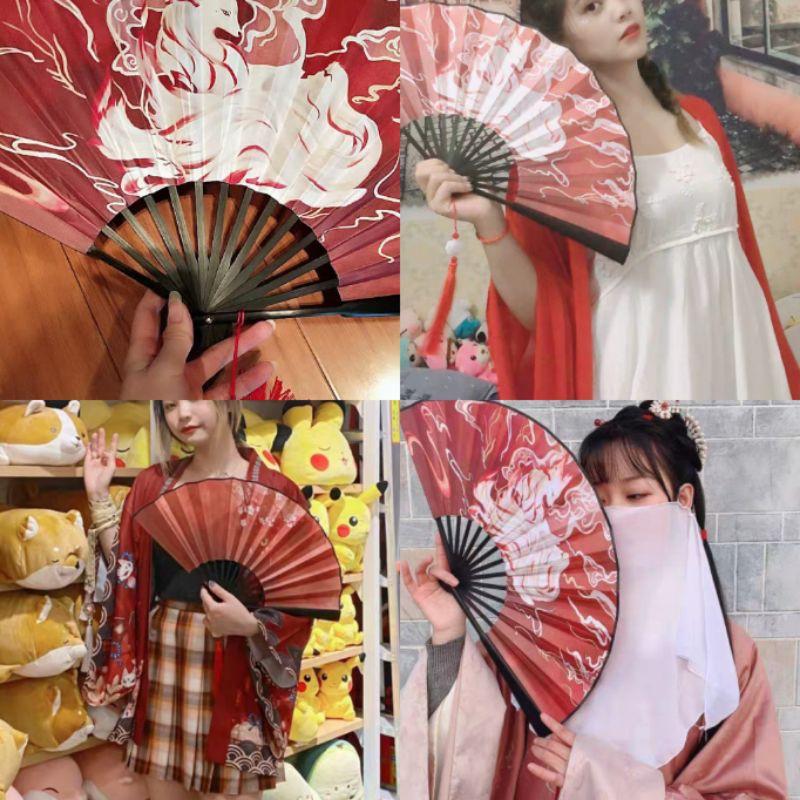 **『運福閣』【開光】蓮花流蘇九尾狐仙折扇，九尾狐狸，狐仙娘娘，手工流穗絹布扇子，斬小三，促姻緣，招財-細節圖6