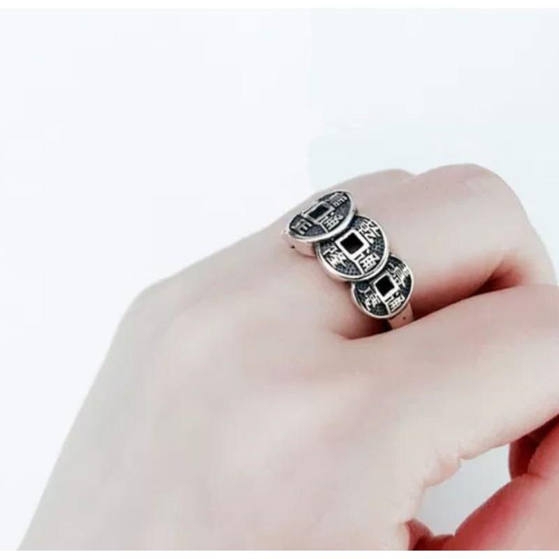 **『運福閣』【開光】仿古五帝錢戒指，五帝錢銀戒，五帝錢，辟邪擋煞古錢，招財進寶錢幣-細節圖4