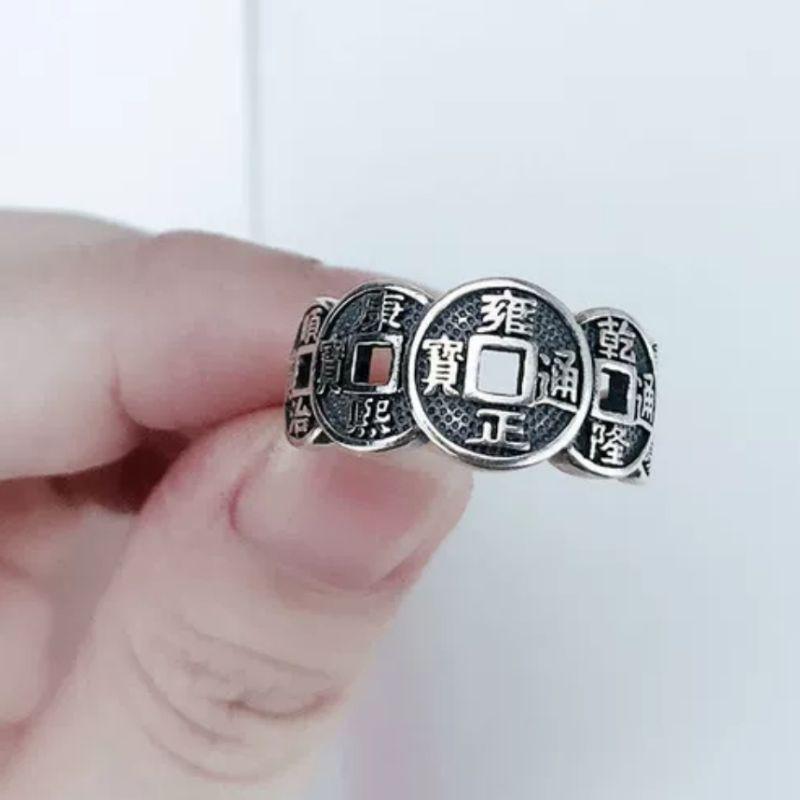 **『運福閣』【開光】仿古五帝錢戒指，五帝錢銀戒，五帝錢，辟邪擋煞古錢，招財進寶錢幣-細節圖5