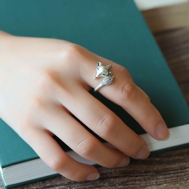 **『富貴坊』【開光】狐仙狐狸戒指，狐狸指環，狐仙，九尾靈狐銀戒，斬小三，促姻緣，招人緣，旺生意，北極銀狐-細節圖2