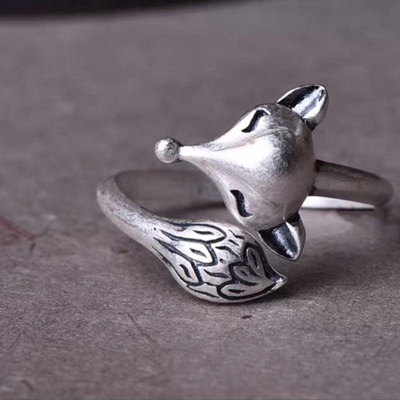 **『富貴坊』【開光】狐仙狐狸戒指，狐狸指環，狐仙，九尾靈狐銀戒，斬小三，促姻緣，招人緣，旺生意，北極銀狐-細節圖4