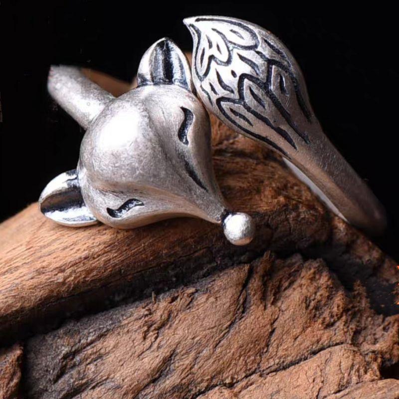 **『富貴坊』【開光】狐仙狐狸戒指，狐狸指環，狐仙，九尾靈狐銀戒，斬小三，促姻緣，招人緣，旺生意，北極銀狐-細節圖5