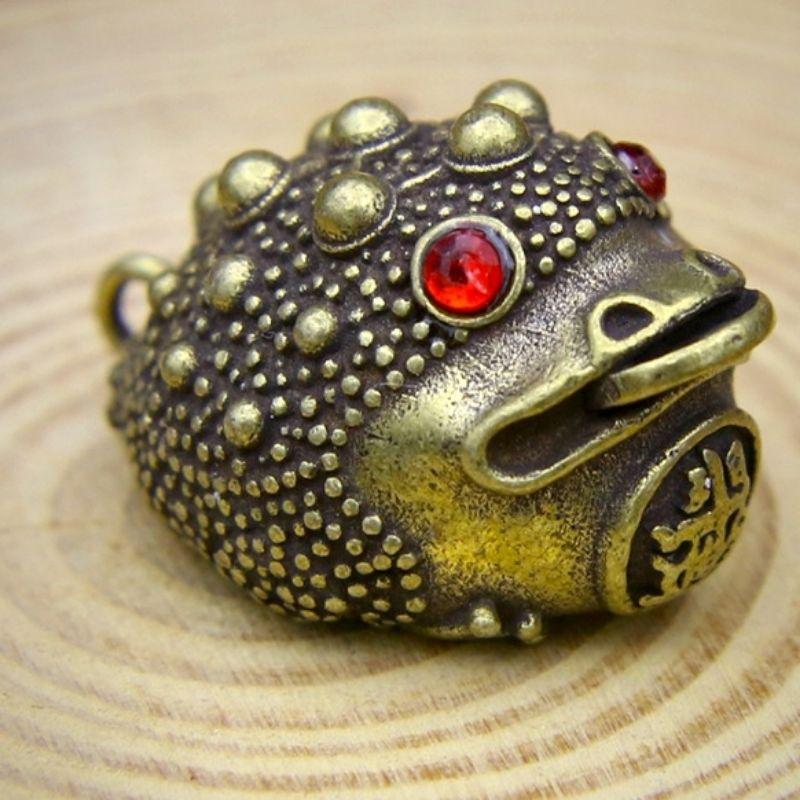 **『富貴坊』【開光】純銅五帝錢金蟾蜍鑰匙圈，金蟾，蟾蜍，三腳蟾蜍，五帝錢，招財蟾蜍，黃銅蟾蜍-細節圖2