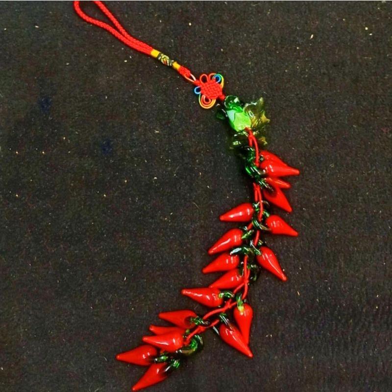 **『富貴坊』【開光】玉白菜紅辣椒吊飾，白菜，辣椒，事業，生意，辟邪，招財，驅小人-細節圖2