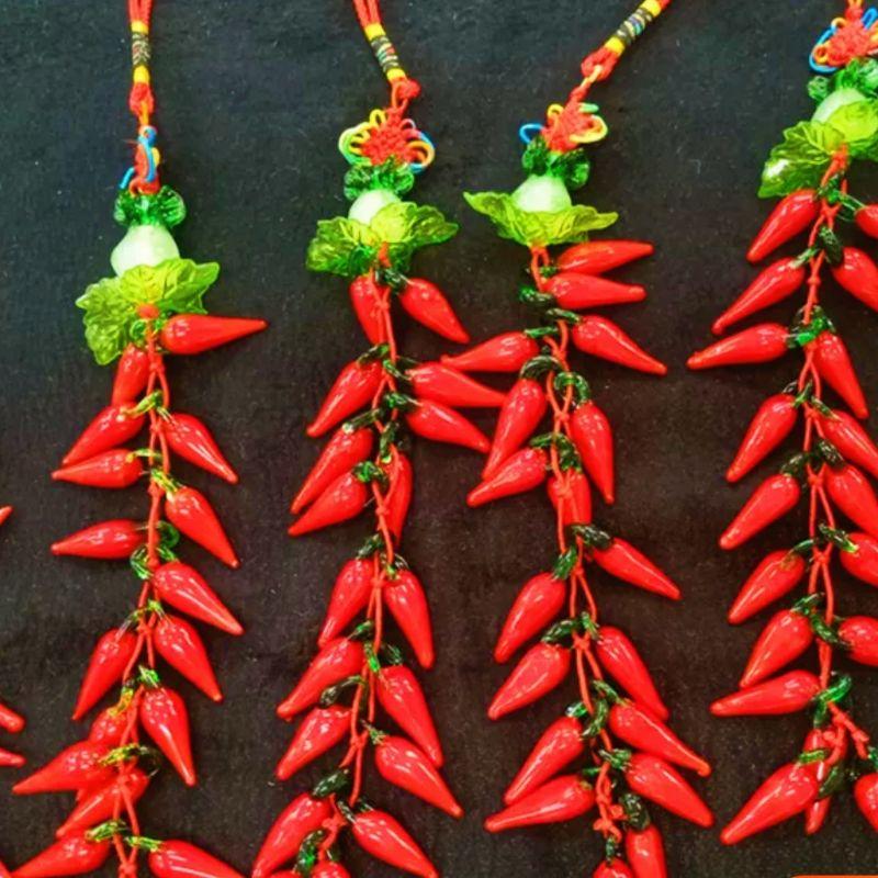 **『富貴坊』【開光】玉白菜紅辣椒吊飾，白菜，辣椒，事業，生意，辟邪，招財，驅小人-細節圖3