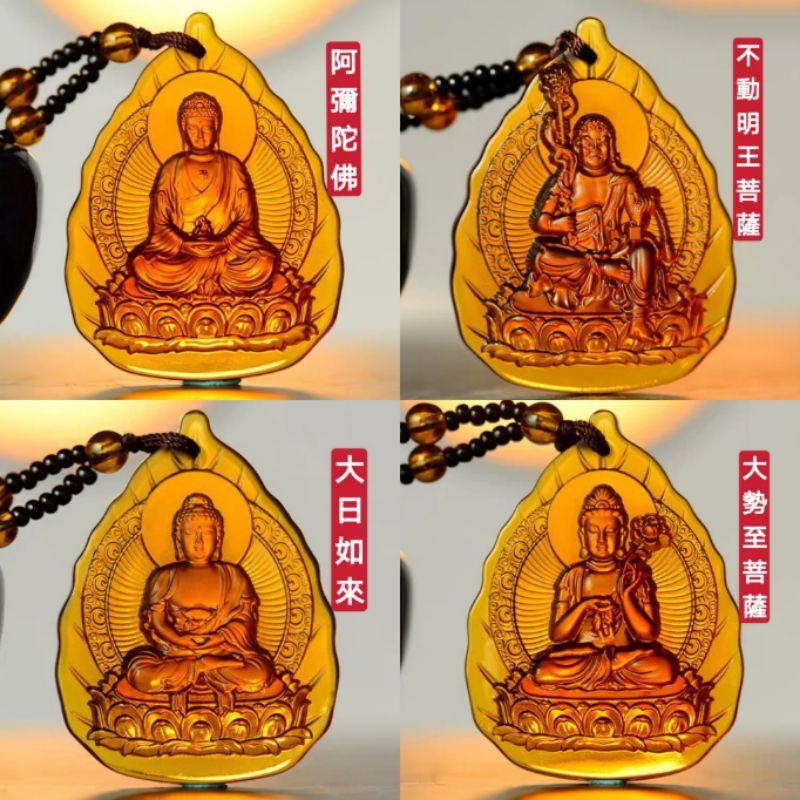 **『運福閣』【開光】琥珀琉璃佛像項鏈，本命佛像吊飾，佛牌護身符，阿彌陀佛，如來佛，菩薩，觀音，佛教吊墜-細節圖2