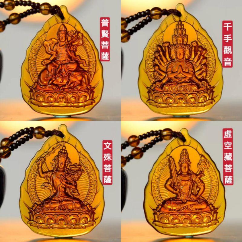 **『運福閣』【開光】琥珀琉璃佛像項鏈，本命佛像吊飾，佛牌護身符，阿彌陀佛，如來佛，菩薩，觀音，佛教吊墜-細節圖3