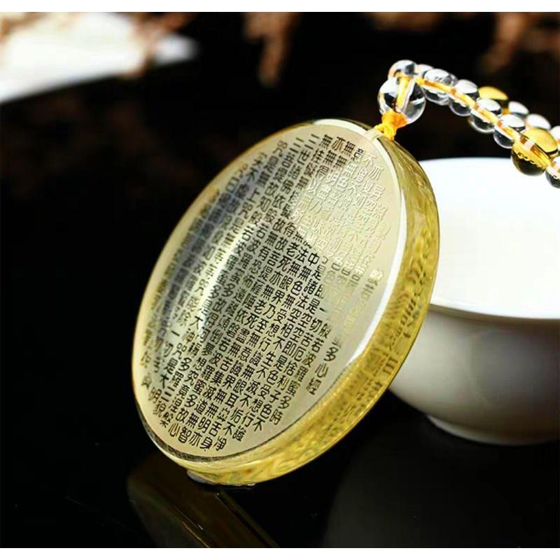 **『運福閣』【開光】黃水晶般若心經佛教經文吊飾，般若波羅蜜多心經，觀音菩薩，本命年佛經項鏈-細節圖2