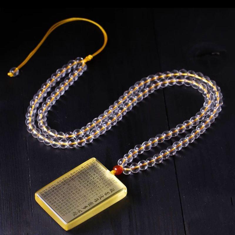 **『運福閣』【開光】黃水晶般若心經佛教經文吊飾，般若波羅蜜多心經，觀音菩薩，本命年佛經項鏈-細節圖4