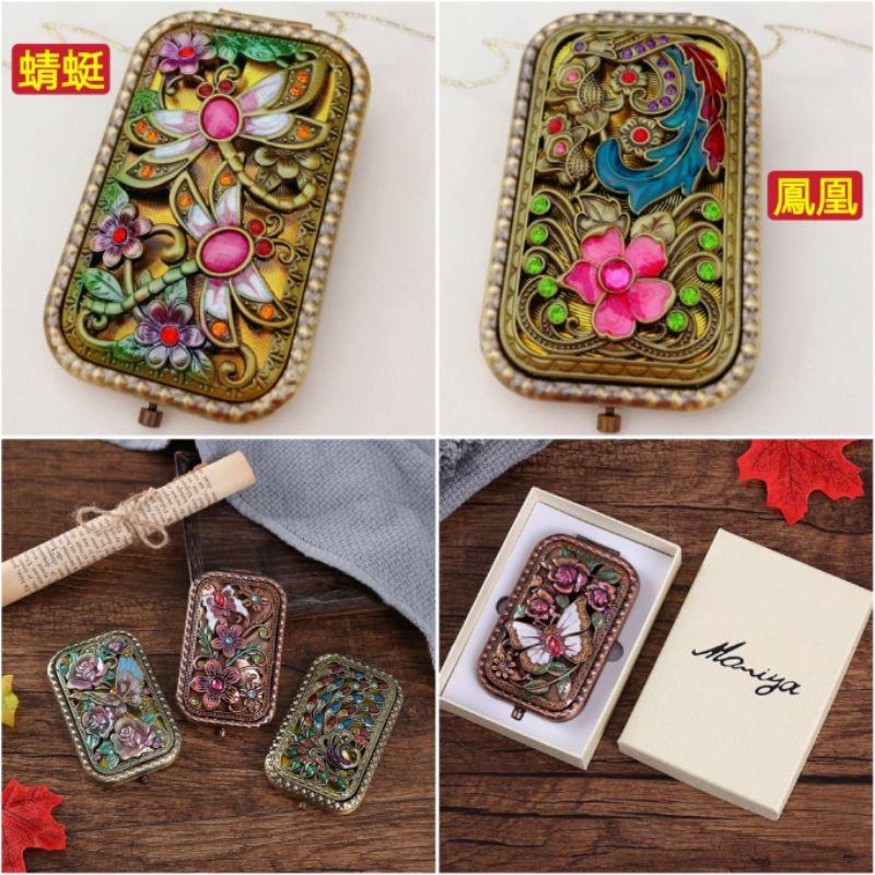 **歐式復古雙面折疊鏡，便携鏡，化妝鏡，美容鏡，携帶式小鏡子，兩面鏡-細節圖3