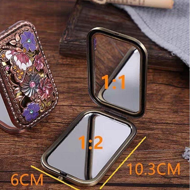 **歐式復古雙面折疊鏡，便携鏡，化妝鏡，美容鏡，携帶式小鏡子，兩面鏡-細節圖4