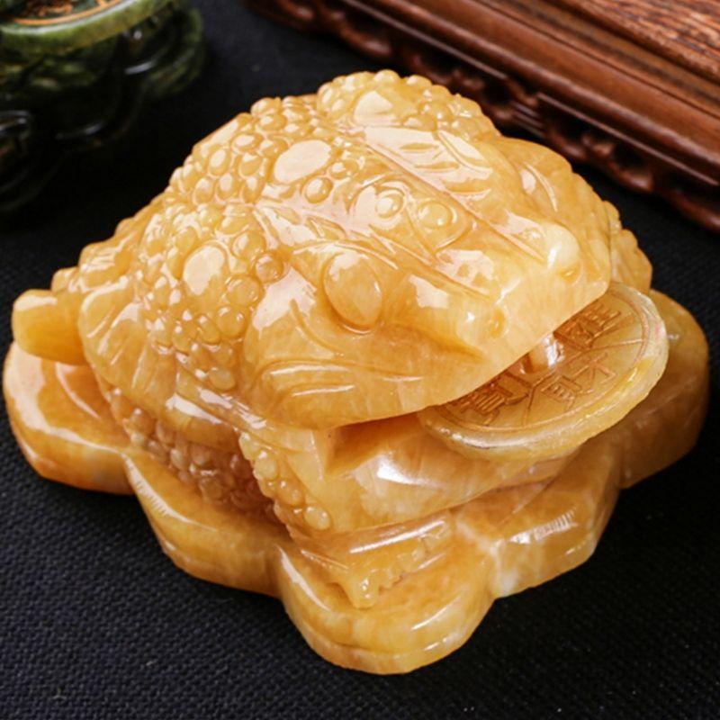 『富貴坊』【開光】天然米黃玉石招財金蟾蜍(贈底座)，蟾蜍，金蟾，三腳蟾蜍，黃玉蟾蜍，化煞招財，黃玉金蟾，旺財吸錢-細節圖5