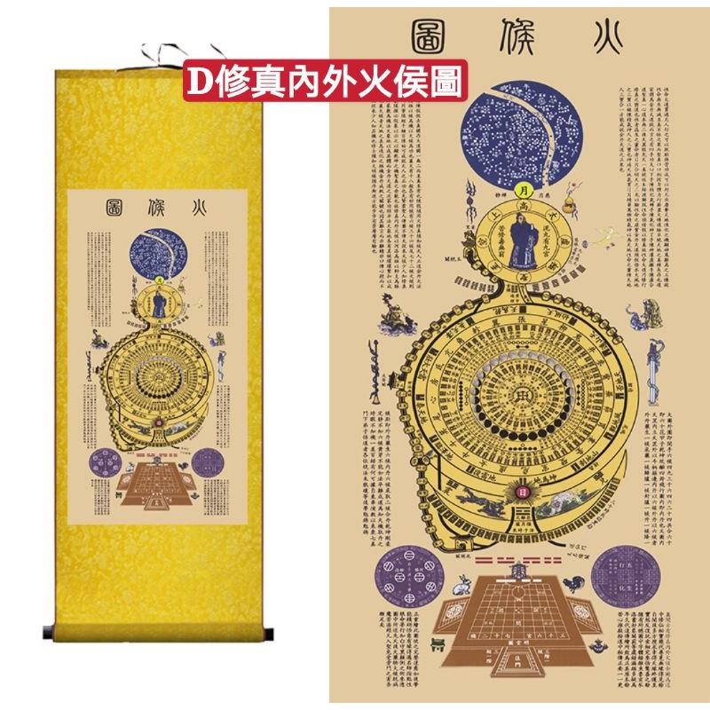 『運福閣』【開光】黃帝內經修真圖絲綢卷軸掛畫，修真內外火侯圖，養生風水圖，內景圖，道家修煉內功法，禪修心法-細節圖5