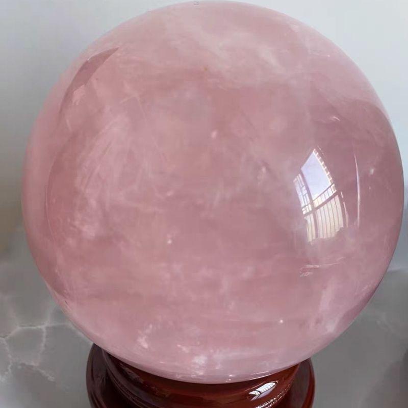 『富貴坊』【開光】(大號)天然粉水晶球(送底座)，粉晶，粉水晶，水晶球，招桃花，愛情感情，招人緣，開店生意客人上門，業務-細節圖3