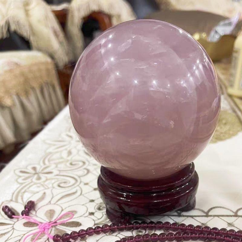 『富貴坊』【開光】(大號)天然粉水晶球(送底座)，粉晶，粉水晶，水晶球，招桃花，愛情感情，招人緣，開店生意客人上門，業務-細節圖5
