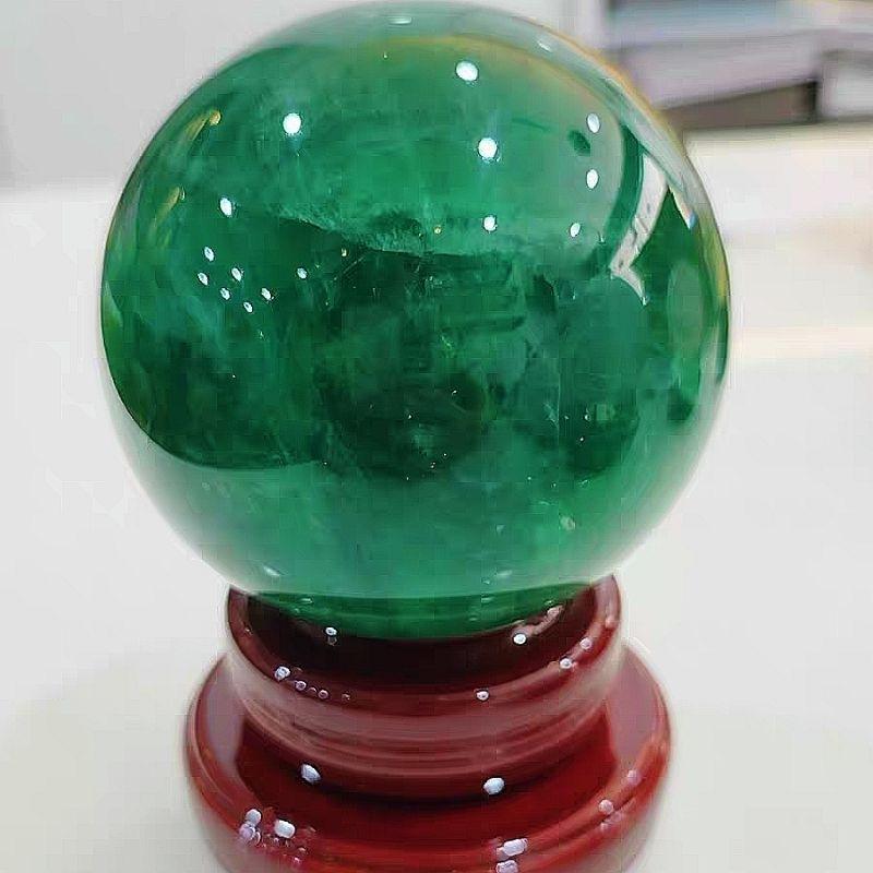 『富貴坊』【開光淨化】天然綠螢石水晶球(送底座)，水晶球，綠水晶，東陵玉，消除負能量，穩定情緒，改善磁場，讀書工作-細節圖3