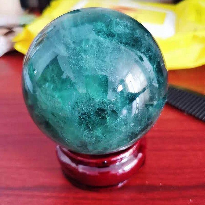 『富貴坊』【開光淨化】天然綠螢石水晶球(送底座)，水晶球，綠水晶，東陵玉，消除負能量，穩定情緒，改善磁場，讀書工作-細節圖4