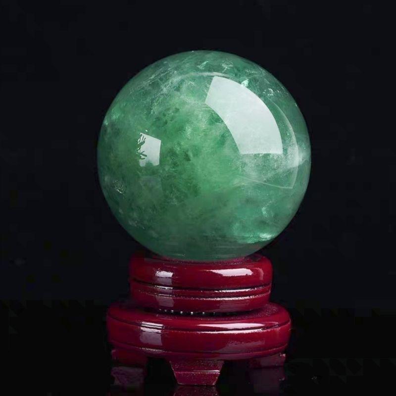 『富貴坊』【開光淨化】天然綠螢石水晶球(送底座)，水晶球，綠水晶，東陵玉，消除負能量，穩定情緒，改善磁場，讀書工作-細節圖5
