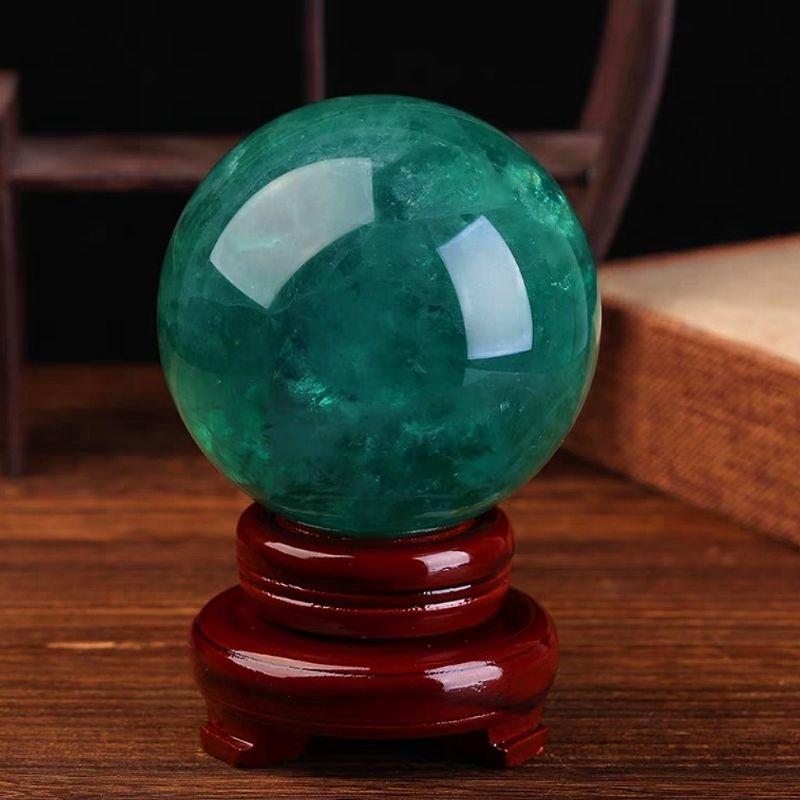 『富貴坊』【開光淨化】天然綠螢石水晶球(送底座)，水晶球，綠水晶，東陵玉，消除負能量，穩定情緒，改善磁場，讀書工作-細節圖6