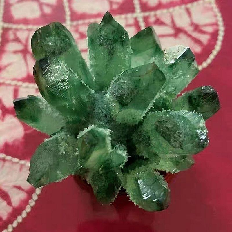 『富貴坊』【開光淨化】天然綠水晶簇(送底座)，綠水晶柱，綠水晶，水晶，學生考試，升遷面試，東陵玉，綠幽靈，升官發財-細節圖5