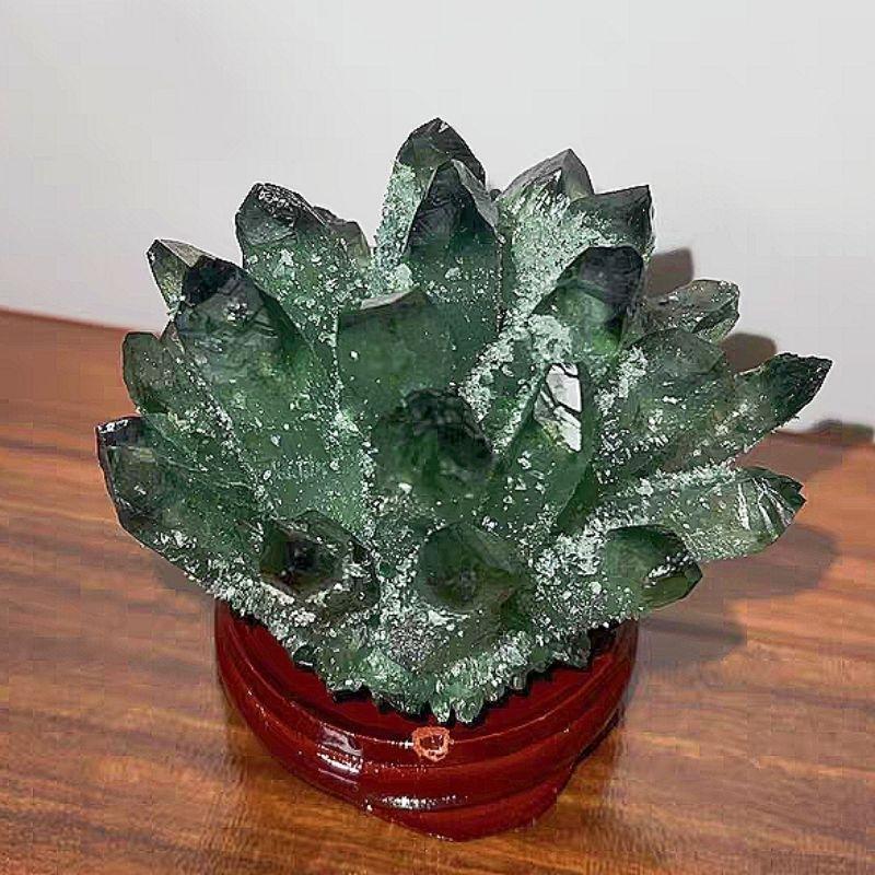 『富貴坊』【開光淨化】天然綠水晶簇(送底座)，綠水晶柱，綠水晶，水晶，學生考試，升遷面試，東陵玉，綠幽靈，升官發財-細節圖6