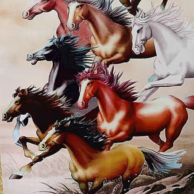 『富貴坊』【開光】八駿圖絲綢卷軸掛畫，八駿圖，招財馬，升官馬，馬到成功，風水馬，生肖馬-細節圖3