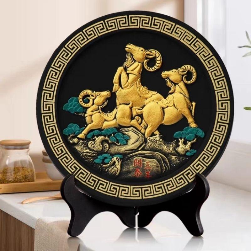 『富貴坊』【開光】活性碳立體浮雕三羊開泰，三羊開泰，三陽開泰，辟邪轉運，增加偏財運，財源滾滾，風水羊，活性炭淨化空氣-細節圖4