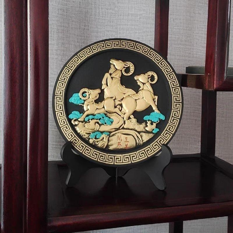 『富貴坊』【開光】活性碳立體浮雕三羊開泰，三羊開泰，三陽開泰，辟邪轉運，增加偏財運，財源滾滾，風水羊，活性炭淨化空氣-細節圖5