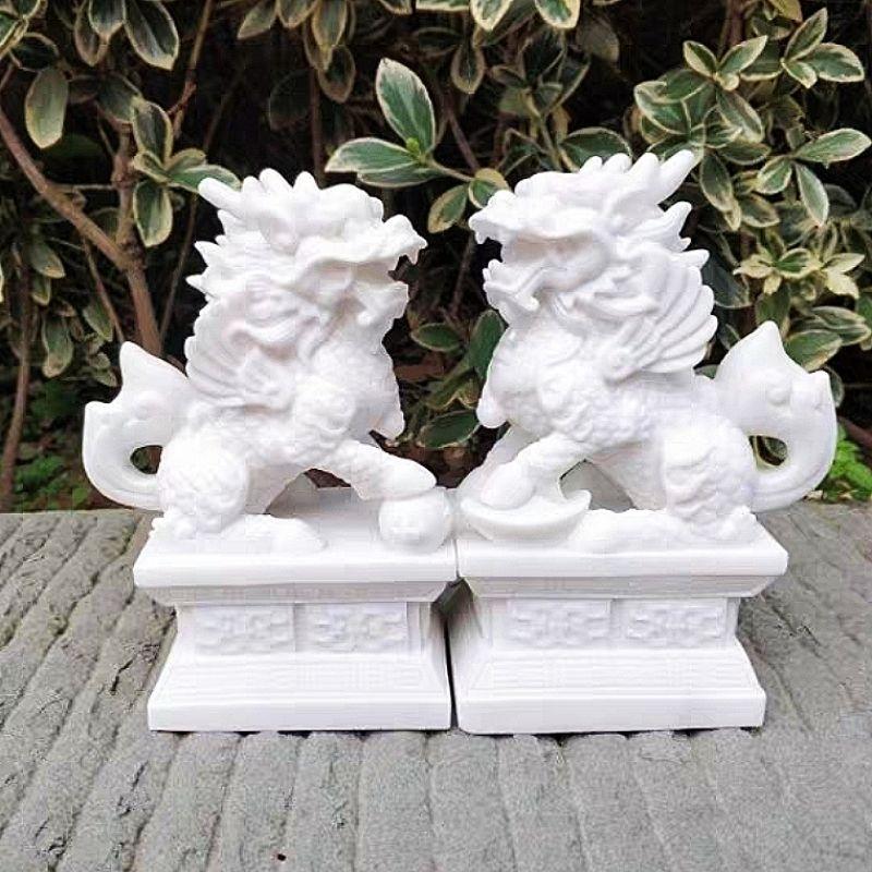 『富貴坊』【開光】[可放室外不怕水]天然白石麒麟，麒麟，招財辟邪，升官發財，求子送子，平安納福，辟邪化煞-細節圖2