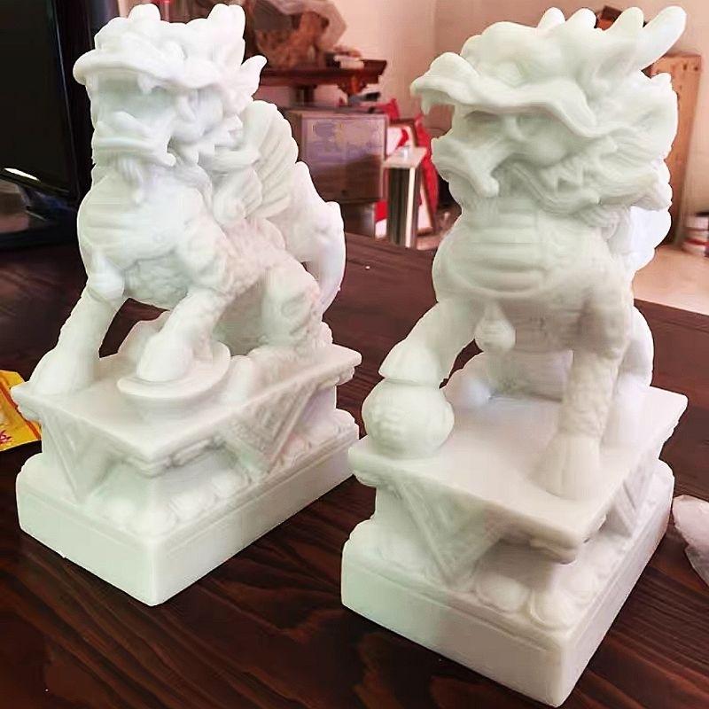 『富貴坊』【開光】[可放室外不怕水]天然白石麒麟，麒麟，招財辟邪，升官發財，求子送子，平安納福，辟邪化煞-細節圖4