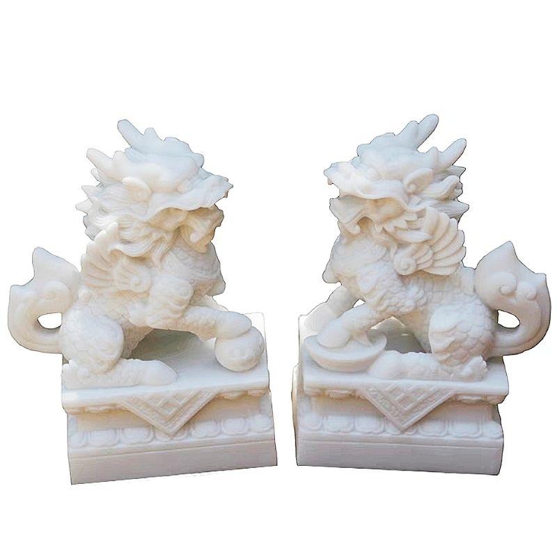 『富貴坊』【開光】[可放室外不怕水]天然白石麒麟，麒麟，招財辟邪，升官發財，求子送子，平安納福，辟邪化煞-細節圖6