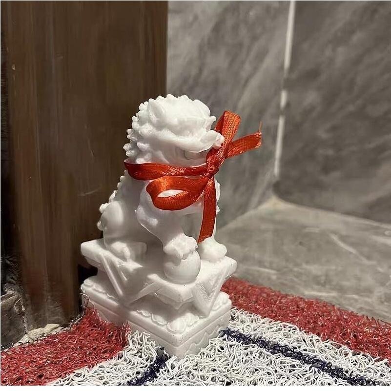 『富貴坊』【開光】[可放室外不怕水]天然白石石獅子，石獅子，獅子，守護神，石敢當，招財，辟邪，擋煞，鎮宅K02-細節圖4