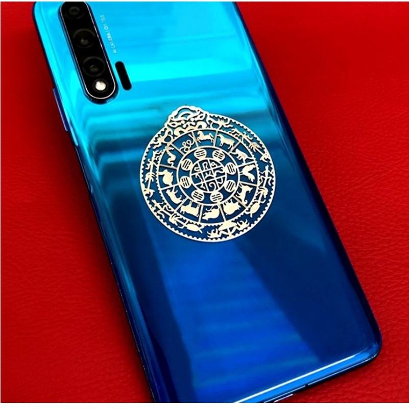 『富貴坊』【開光】六字真言金屬貼，九宮八卦，太極八卦，手機貼，佛經，太極陰陽，一路平安，辟邪，護身K04-細節圖3