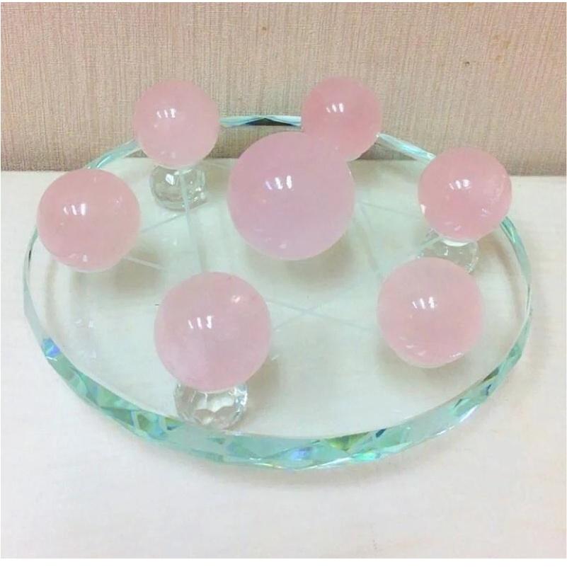 『富貴坊』【開光】『水晶底座』天然粉水晶球七星陣，水晶球，七星陣，桃花陣，招桃花，防小三，愛情感情、婚姻，單身K03-細節圖3