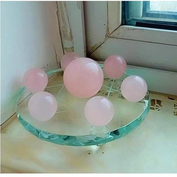 『富貴坊』【開光】『水晶底座』天然粉水晶球七星陣，水晶球，七星陣，桃花陣，招桃花，防小三，愛情感情、婚姻，單身K03-細節圖6