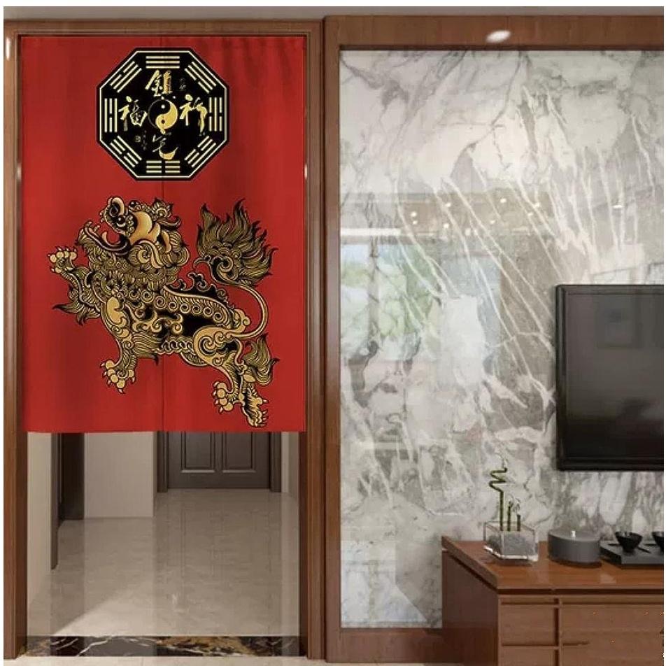 『富貴坊』【開光】門神風水棉麻門簾，風水簾布，財神爺布簾，八卦貔貅鎮宅窗簾，守護神屏風，護身符咒隔簾K18-細節圖4