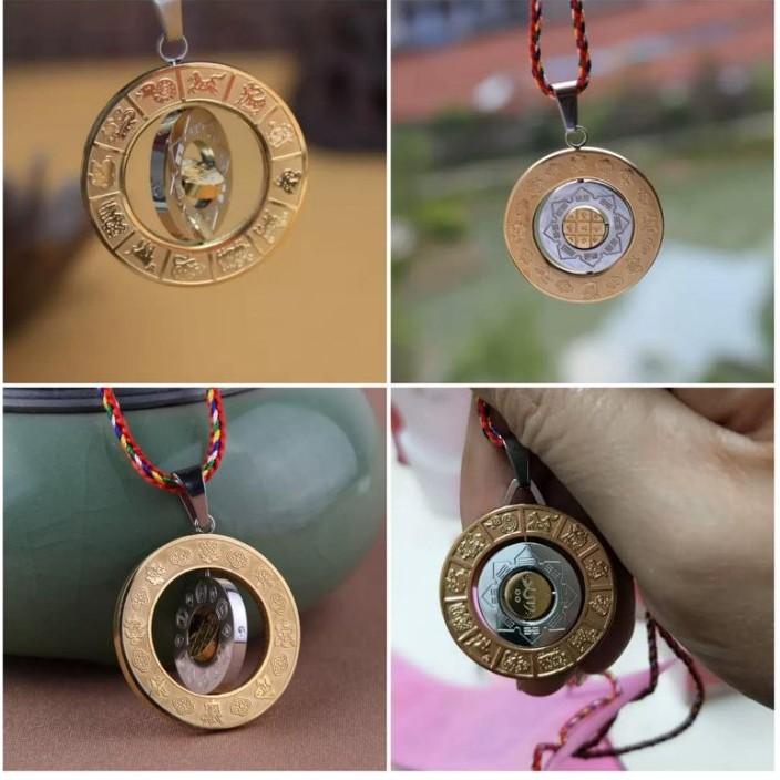 『運福閣』【開光】旋轉式鈦鋼九宫八卦牌，九宫八卦咒牌，文殊九宫八卦，十二生肖八卦，辟邪轉運，鎮宅護身K01-細節圖3