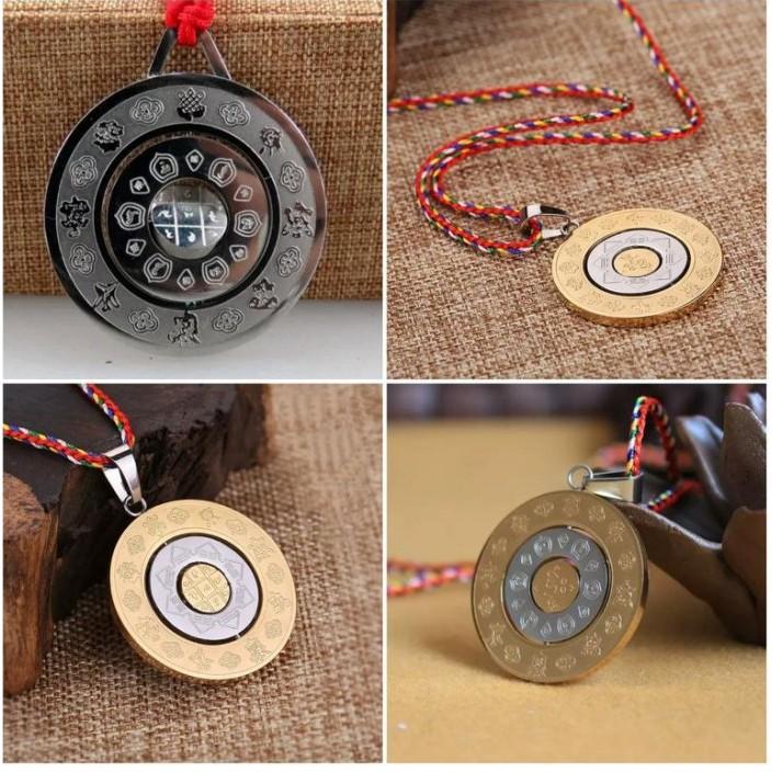 『運福閣』【開光】旋轉式鈦鋼九宫八卦牌，九宫八卦咒牌，文殊九宫八卦，十二生肖八卦，辟邪轉運，鎮宅護身K01-細節圖4