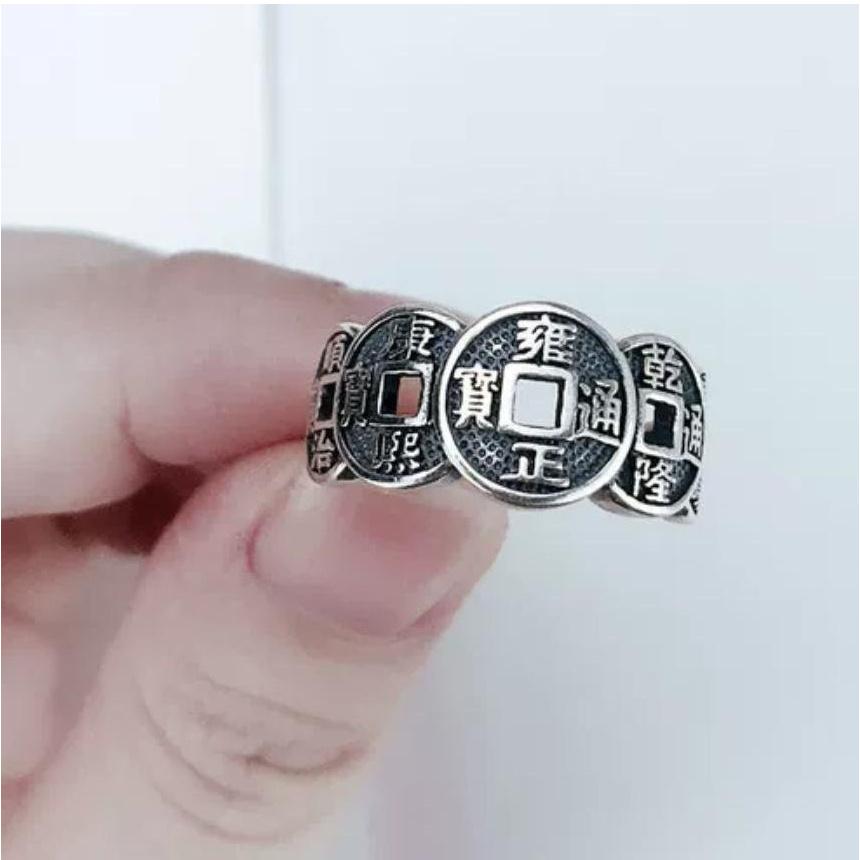 『運福閣』【開光】仿古五帝錢戒指，五帝錢銀戒，五帝錢，辟邪擋煞古錢，招財進寶錢幣K04-細節圖4
