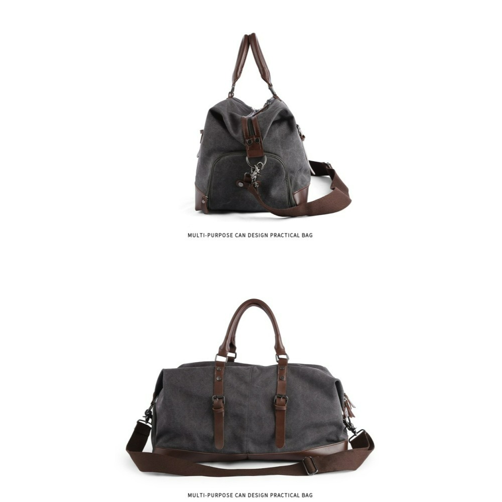 【AngelNaNa】手提行李包-復古帆布大容量旅遊行李袋 運動收納包 健身包 獨立鞋位 男單肩包(SBA0434)-細節圖8