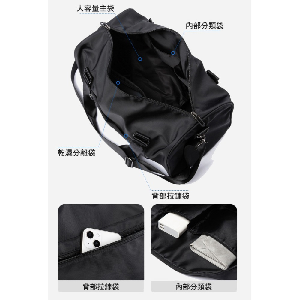 【AngelNaNa】手提行李包-大容量健身包 運動收納包 獨立鞋位乾溼分離 行李箱插帶 男單肩包(SBA0435)-細節圖7