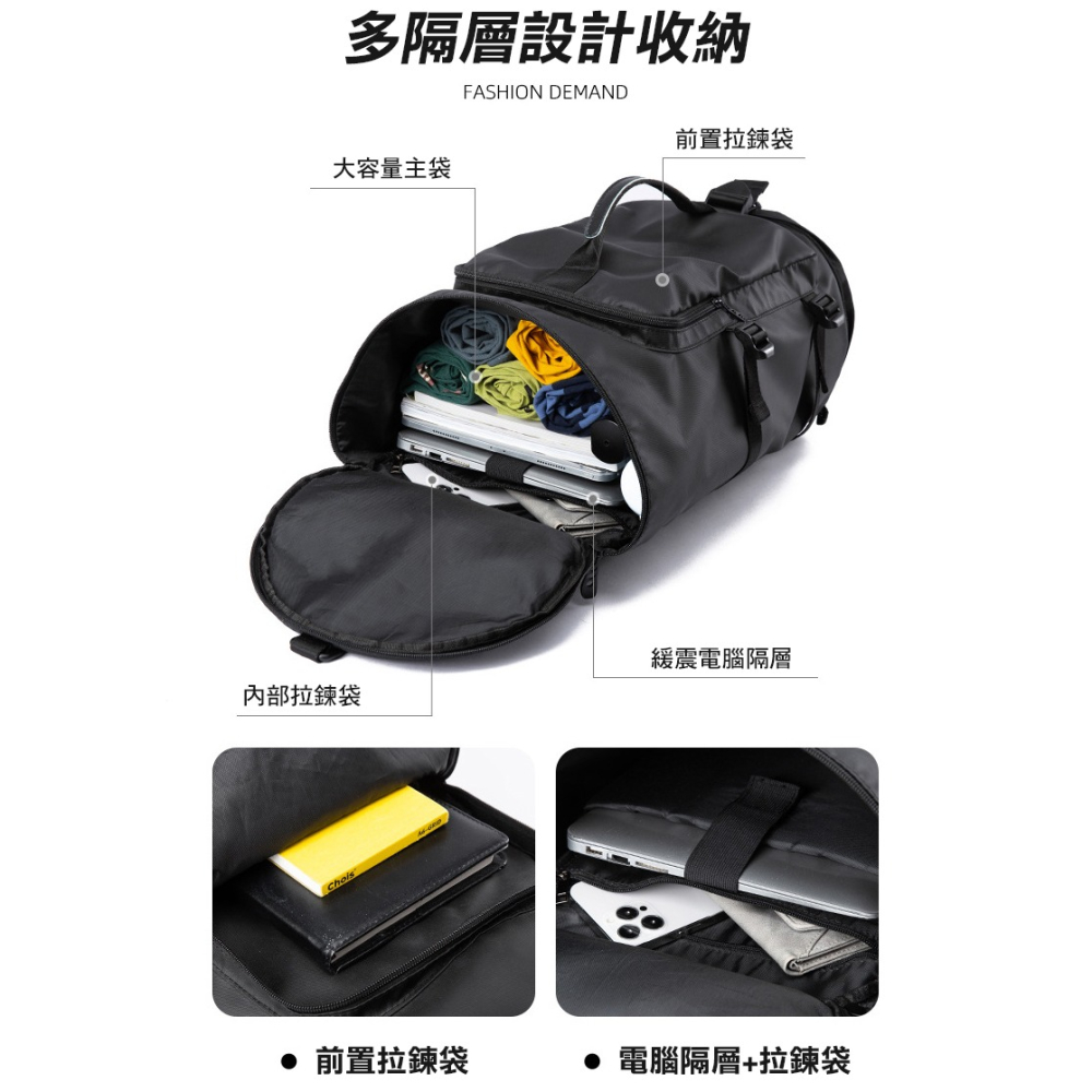 【AngelNaNa】後背包-多功能健身包 3way運動收納包  旅遊行李袋 獨立鞋位 乾溼分離 男(SBA0436)-細節圖2