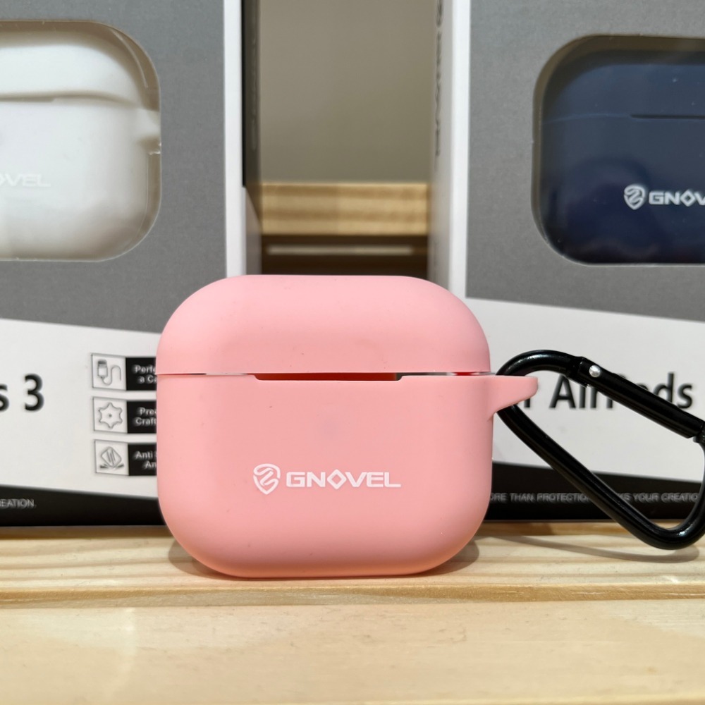[全新 現貨] GNOVEL Airpods 3 矽膠保護殼 減震 防摔 掛鉤 防丟保護殼 藍/粉/白 蘋果 APPLE-細節圖3