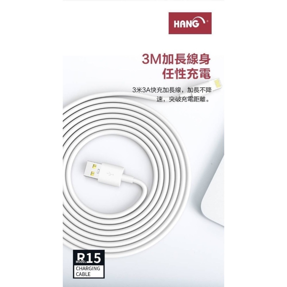 (現貨)【Hang】R15蘋果三米快充 IPhone 3米快充線 3A數據充電線  300公分 Apple USB-細節圖4