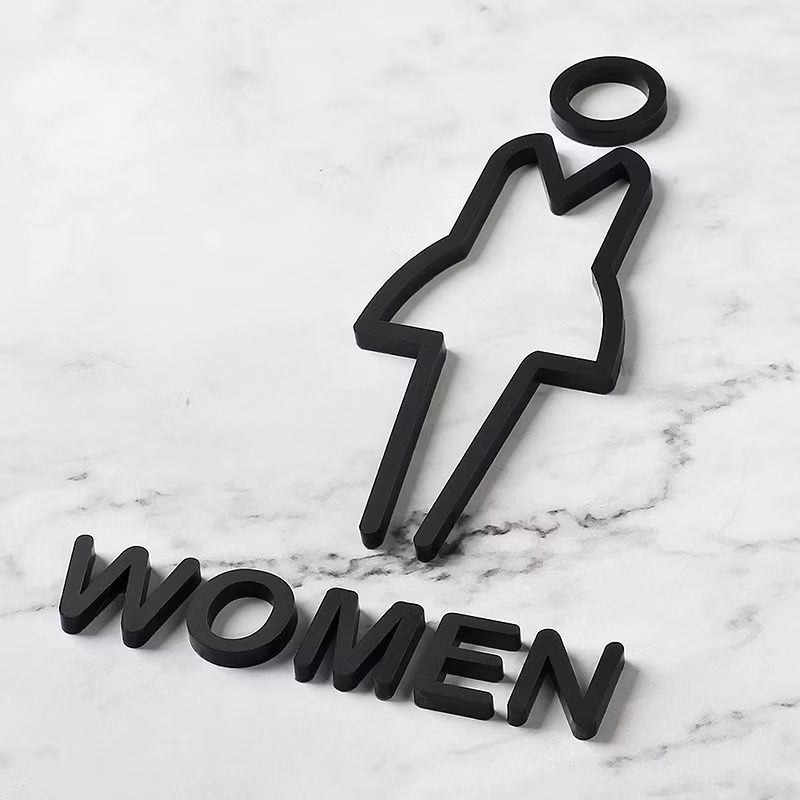 【現貨 可開收據】質感推薦 壓克力廁所男女標示牌 簡約 美觀 化妝室 金色/黑色 指示牌 標誌  洗手間 盥洗室 壁貼-規格圖4