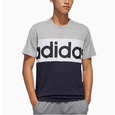 adidas 愛迪達 大logo 短袖T恤 藍色  灰色 短T 中性 FL0292-細節圖2