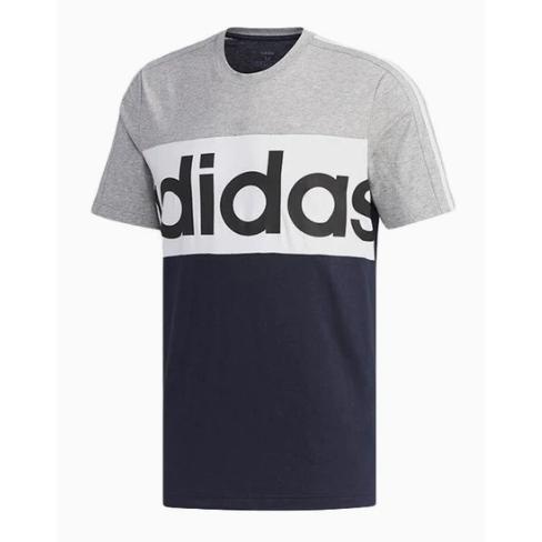 adidas 愛迪達 大logo 短袖T恤 藍色  灰色 短T 中性 FL0292-細節圖5