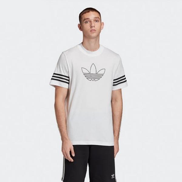 adidas 短袖 Outline Tee 男款 白 短T 三線 三葉草 愛迪達  FM3894-細節圖4